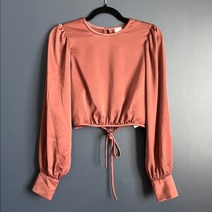 Wilfred Mauve Long Sleeve Blouse Open Back With Tie Detail